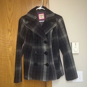 Black and white plaid Peacoat medium